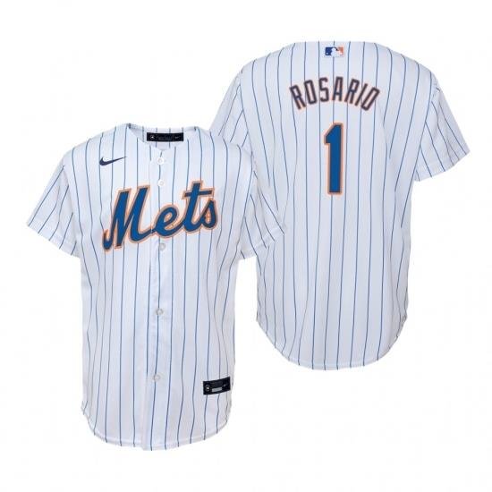 Mens Nike NeW York Mets 1 Amed Rosario White Home Stitched Baseball Jersey