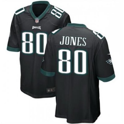 Men Philadelphia Eagles 80 Julio Jones Black 2023 Stitched Game Jersey