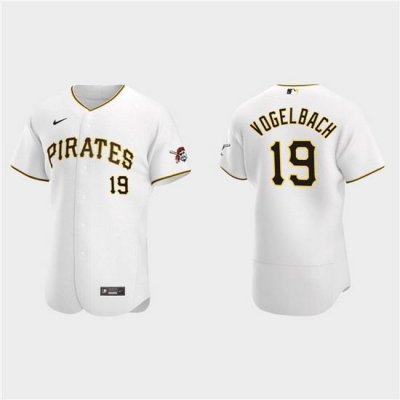 Men Pittsburgh Pirates 19 Daniel Vogelbach White Flex Base Stitched MLB Jerse