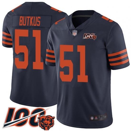 Youth Chicago Bears 51 Dick Butkus Limited Navy Blue Rush Vapor Untouchable 100th Season Football Jersey