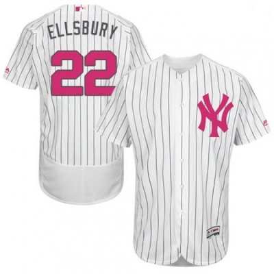 Mens Majestic New York Yankees 22 Jacoby Ellsbury Authentic White 2016 Mothers Day Fashion Flex Base Jersey