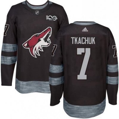 Mens Adidas Arizona Coyotes 7 Keith Tkachuk Premier Black 1917 2017 100th Anniversary NHL Jersey