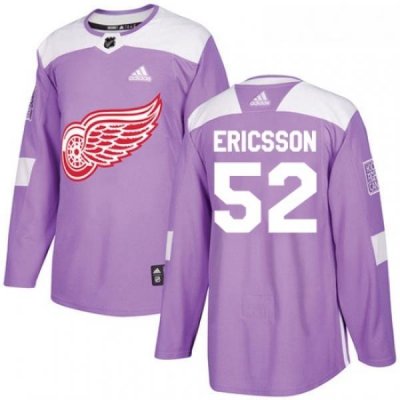 Youth Adidas Detroit Red Wings 52 Jonathan Ericsson Authentic Purple Fights Cancer Practice NHL Jersey