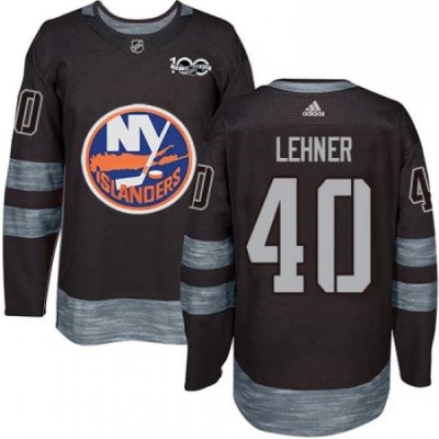 Mens Adidas New York Islanders 40 Robin Lehner Authentic Black 1917 2017 100th Anniversary NHL Jersey