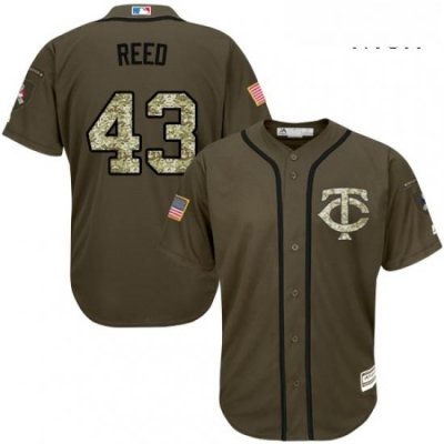 Mens Majestic Minnesota Twins 43 Addison Reed Authentic Green Salute to Service MLB Jersey