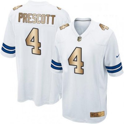 Youth Nike Dallas Cowboys 4 Dak Prescott Elite WhiteGold NFL Jersey