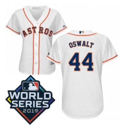 Womens Majestic Houston Astros 44 Roy OsWalt White Home Cool Base Sitched 2019 World Series Patch Jersey