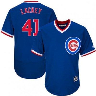 Mens Majestic Chicago Cubs 41 John Lackey Royal Blue Flexbase Authentic Collection Cooperstown MLB Jersey