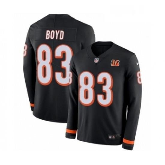 Youth Nike Cincinnati Bengals 83 Tyler Boyd Limited Black Therma Long Sleeve NFL Jersey