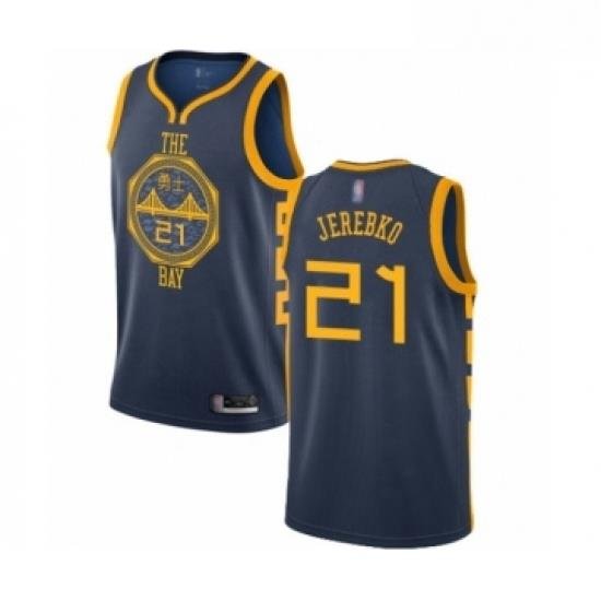 Youth Golden State Warriors 21 Jonas Jerebko Swingman Navy Blue Basketball Jersey City Edition