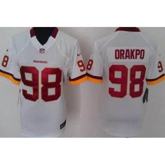 Women Nike Washington Redskins 98 Orakpo White Nike NFL Jerseys