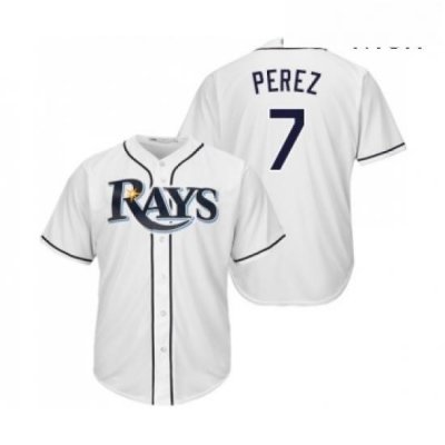 Mens Tampa Bay Rays 7 Michael Perez Replica White Home Cool Base Baseball Jersey