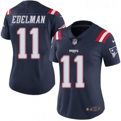 Womens Nike New England Patriots 11 Julian Edelman Limited Navy Blue Rush Vapor Untouchable NFL Jersey