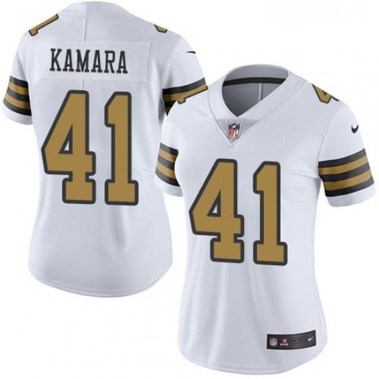 Womens Nike New Orleans Saints 41 Alvin Kamara Limited White Rush Vapor Untouchable NFL Jersey