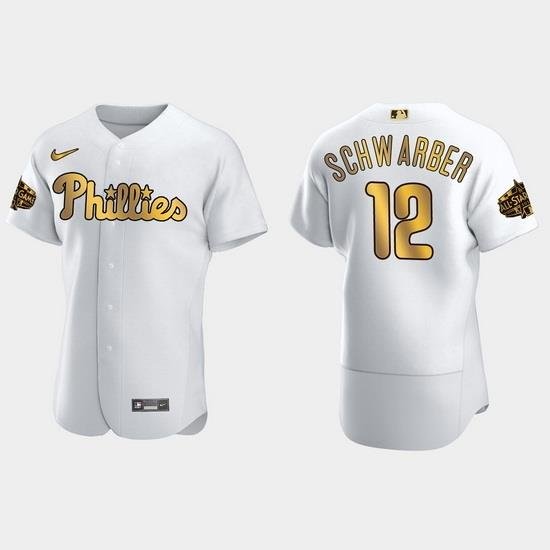 Men Philadelphia Phillies Kyle SchWarber 2022 Mlb All Star Game White Gold Men Jersey