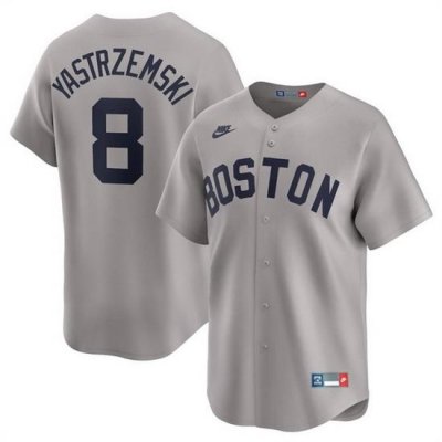 Men Boston Red Sox 8 Carl Yastrzemski Grey Cooperstown Collection Limited Stitched Baseball Jersey