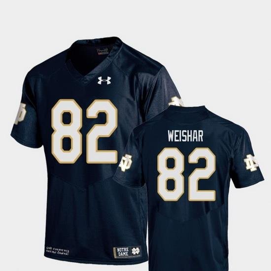 Men Notre Dame Fighting Irish Nic Weishar 82 Navy College Football Replica Jersey