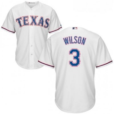 Youth Majestic Texas Rangers 3 Russell Wilson Authentic White Home Cool Base MLB Jersey