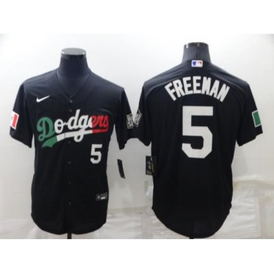 Men Los Angeles Dodgers 5 Freddie Freeman Black Cool Base Stitched Baseball Jersey