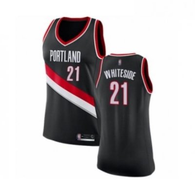 Womens Portland Trail Blazers 21 Hassan Whiteside Swingman Black Basketball Jersey Icon Edition