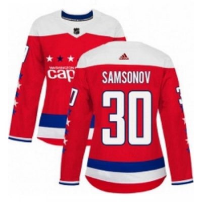 Womens Adidas Washington Capitals 30 Ilya Samsonov Authentic Red Alternate NHL Jersey