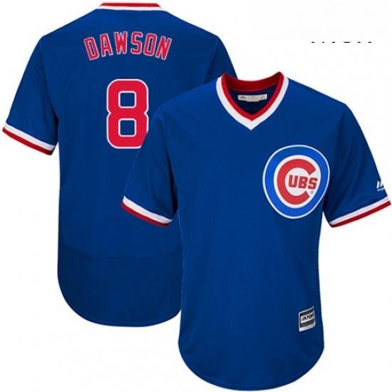 Mens Majestic Chicago Cubs 8 Andre Dawson Replica Royal Blue Cooperstown Cool Base MLB Jersey