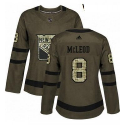 Womens Adidas New York Rangers 8 Cody McLeod Authentic Green Salute to Service NHL Jersey