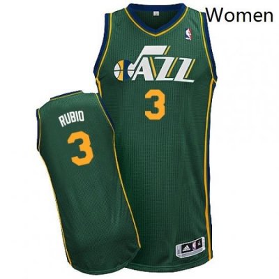 Womens Adidas Utah Jazz 3 Ricky Rubio Authentic Green Alternate NBA Jersey