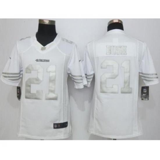 nike nfl jerseys san francisco 49ers 21 bush white Platinum[nike limited][bush]