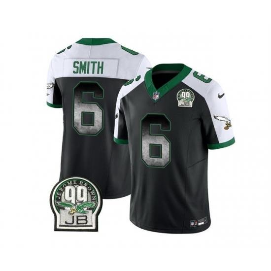 Men Philadelphia Eagles 6 DeVonta Smith Black White 2023 F U S E  Throwback Vapor Untouchable Limited Stitched Football Jersey