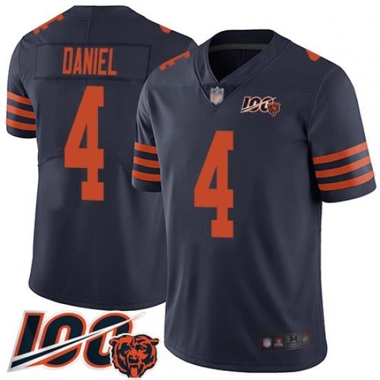 Men Chicago Bears 4 Chase Daniel Limited Navy Blue Rush Vapor Untouchable 100th Season Football Jersey