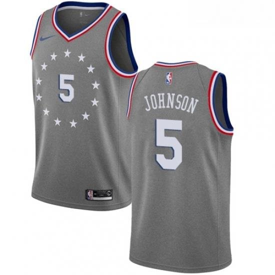 Womens Nike Philadelphia 76ers 5 Amir Johnson Swingman Gray NBA Jersey City Edition