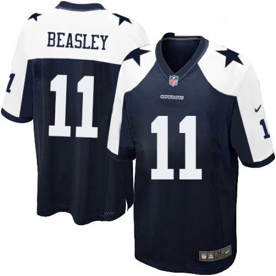 Mens Nike Dallas CoWboys 11 Cole Beasley Game Navy Blue ThroWback Alternate NFL Jersey