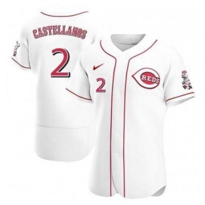 Men Cincinnati Reds 2 Nick Castellanos White 2021 Home Player Jersey