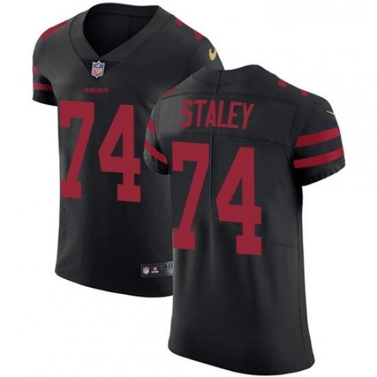 Mens Nike San Francisco 49ers 74 Joe Staley Black Alternate Vapor Untouchable Elite Player NFL Jersey