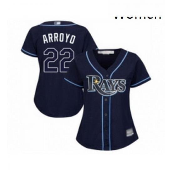 Womens Tampa Bay Rays 22 Christian Arroyo Replica Navy Blue Alternate Cool Base Baseball Jersey