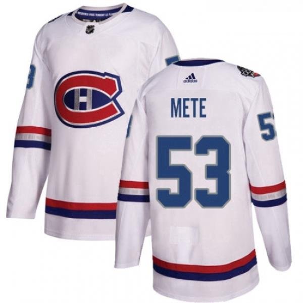 Youth Adidas Montreal Canadiens 53 Victor Mete Authentic White 2017 100 Classic NHL Jersey