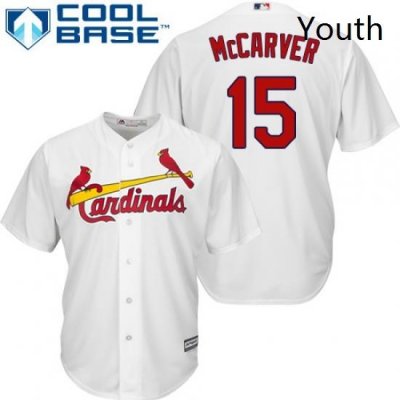 Youth Majestic St Louis Cardinals 15 Tim McCarver Replica White Home Cool Base MLB Jersey