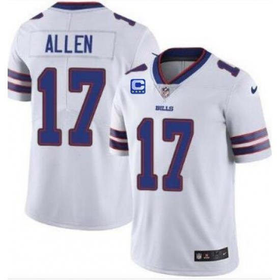 Men's Buffalo Bills 2022 #17 Josh Allen White With 4-star C Patch Vapor Untouchable Limited Stitched Jersey