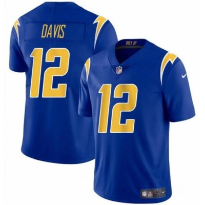 Men Los Angeles Chargers 12 Derius Davis Royal 2024 Vapor Limited Stitched Football Jersey