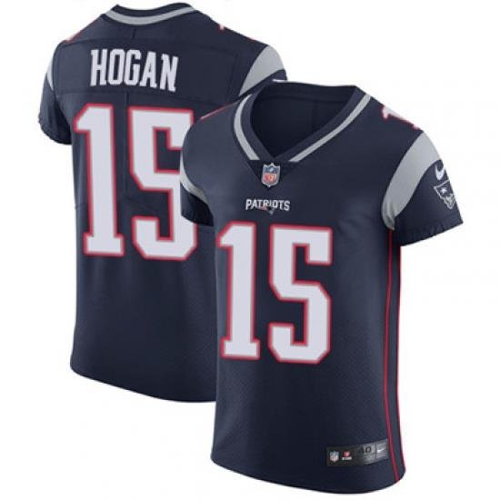 Men Nike Patriots #15 Chris Hogan Navy Blue Team Color Stitched NFL Vapor Untouchable Elite Jersey