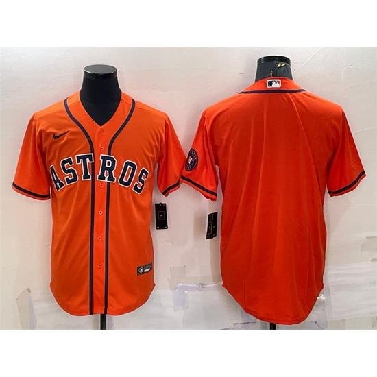 Men Houston Astros Blank Orange With Patch Cool Base Stitched Jersey