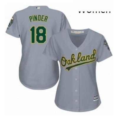 Womens Majestic Oakland Athletics 18 Chad Pinder Authentic Grey Road Cool Base MLB Jersey