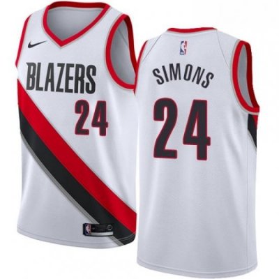 Mens Nike Portland Trail Blazers 24 Anfernee Simons Swingman White NBA Jersey Association Edition