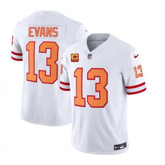 Men Tampa Bay Buccaneers 13 Mike Evans 2023 F U S E  White With 4 Star C Patch Throwback Limited Stitched Jersey