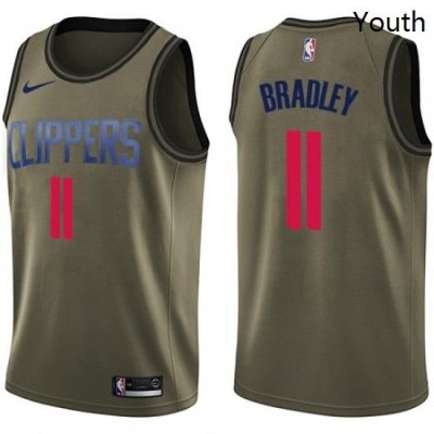 Youth Nike Los Angeles Clippers 11 Avery Bradley Swingman Green Salute to Service NBA Jersey