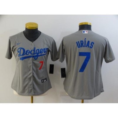 Women's Los Angeles Dodgers #7 Julio Urias Grey Stitched MLB Cool Base Nike Jersey