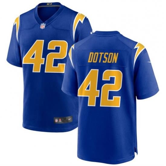 Men Los Angeles Chargers 42 Elijah Dotson Royal Stitched Game Jersey