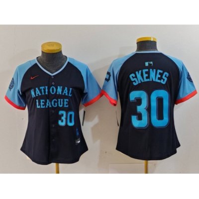 Women National League 30 Paul Skenes Navy 2024 All Star Limited Stitched Baseball Jersey 1