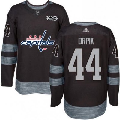 Mens Adidas Washington Capitals 44 Brooks Orpik Authentic Black 1917 2017 100th Anniversary NHL Jersey